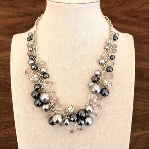 Premier Designs | Faux Pearl Beaded Cluster Necklace | 16” Adjustable